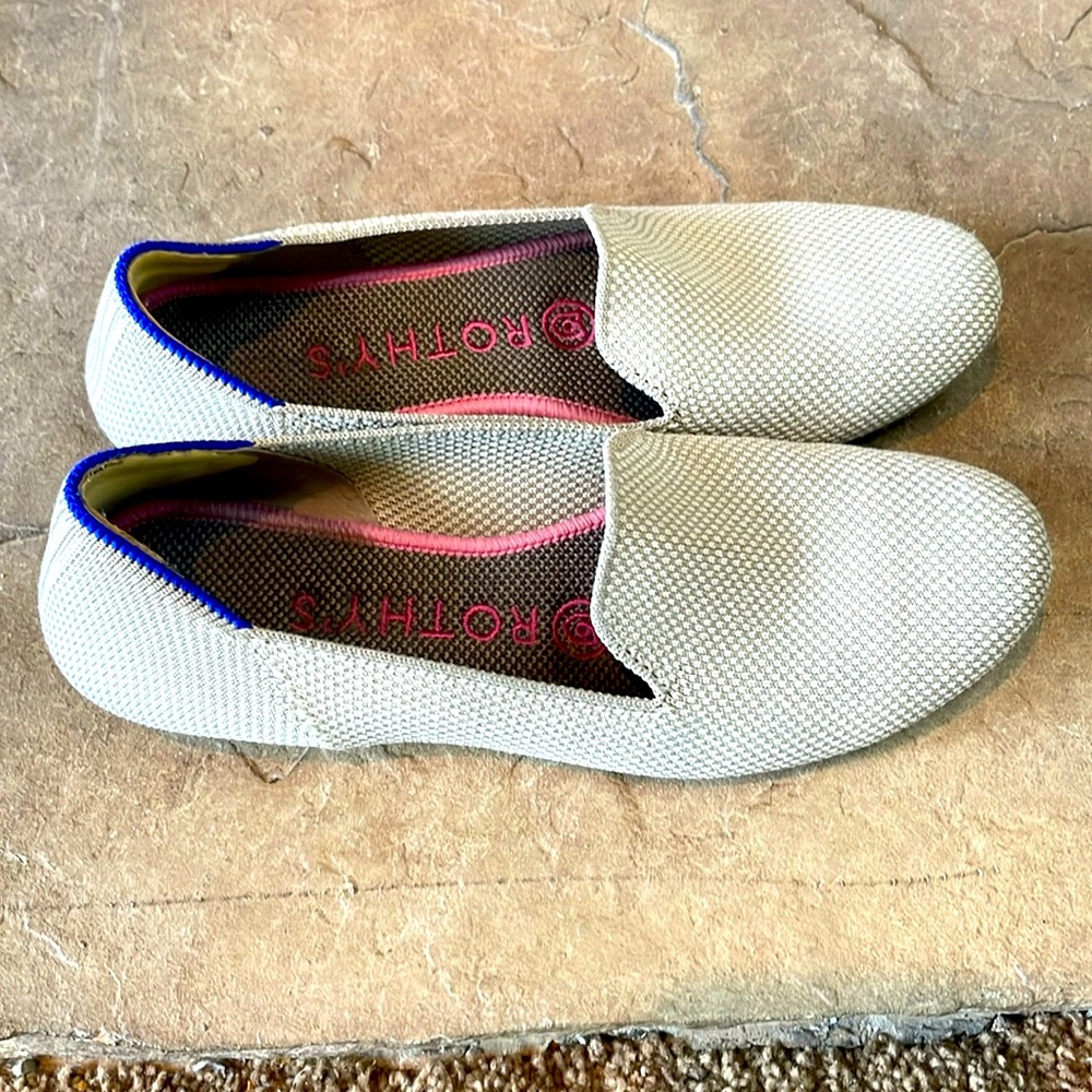Rothy's Cream and Blue Flats